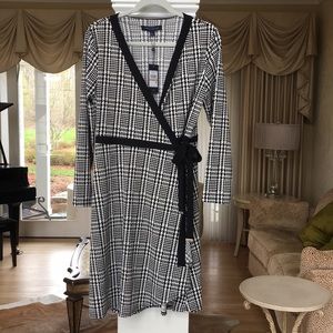 Tommy Hilfiger Black Houndstooth Wrap Dress